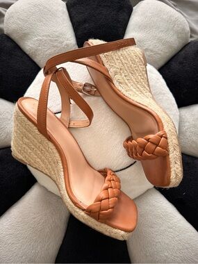 A New Day Tan Braided Wedge Sandals
